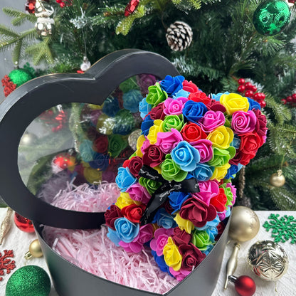 25cm Artificial Teddy Rose Flower Bear with Box.   Romantic Valentines Day Gift for Girlfriend,  Teen , Women Anniversary or Wedding Party