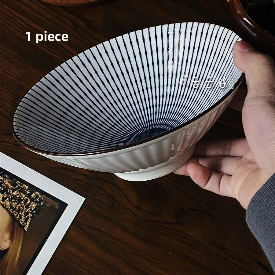 Large Size Hand-Painted Japanese Bowl for Soup,  Ramen, Etc.