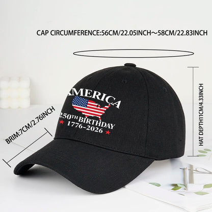 America 250th Anniversary 1776-2026 USA Flag,  Map Printed Baseball Cap,  Adjustable Patriotic Hat for 4th of July Events