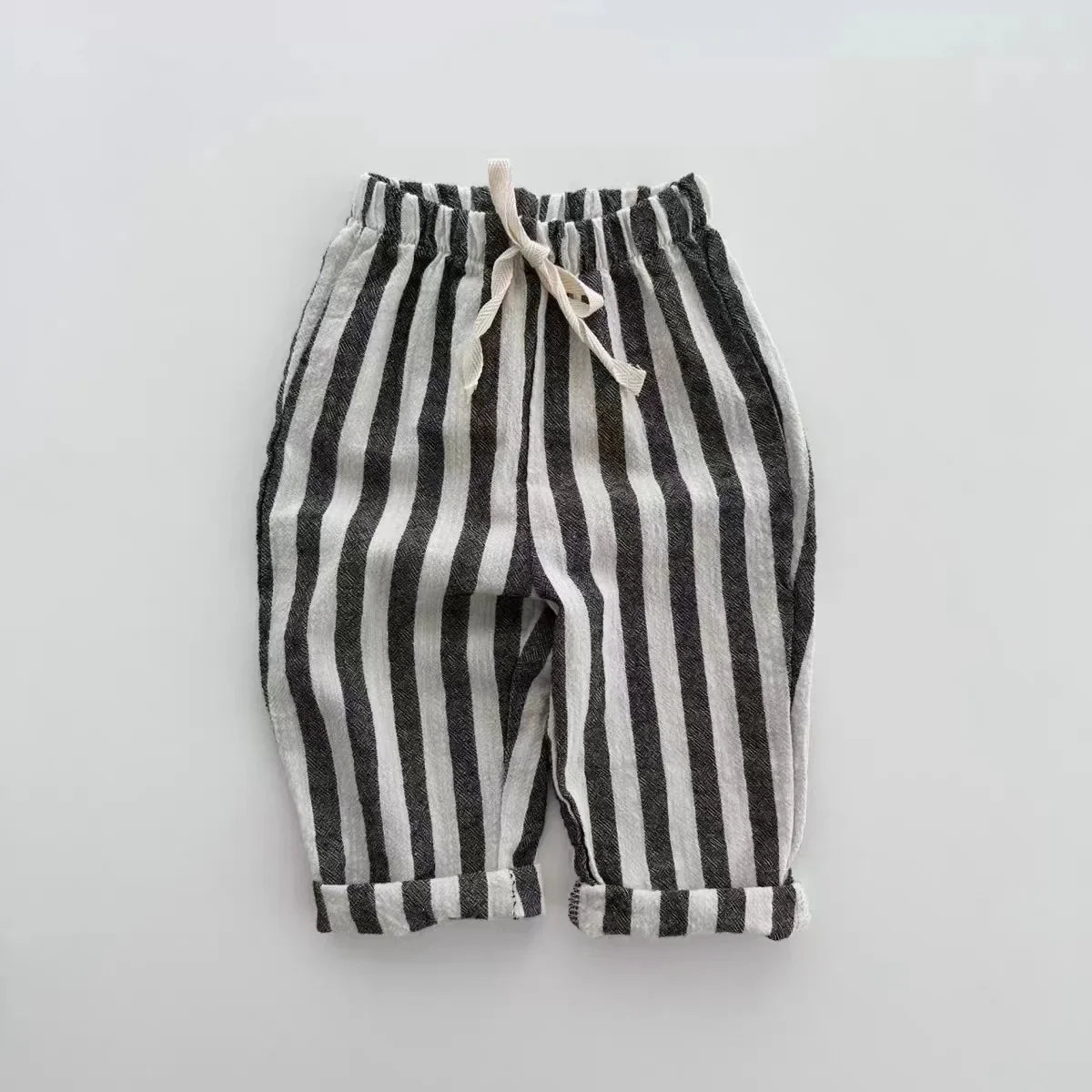 Vintage Linen/ Cotton Stripe Pants for Boys and girls.   Casual Pocket Design, Elastics Waist Pants for Toddlers