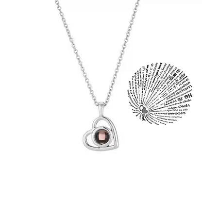 Love Heart Necklace  IN 100 Languages FOR  " I Love You".   Projection Pendant Jewelry For Mom Girlfriend Birthday Christmas Romantic Gifts