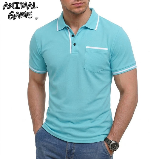 Summer Mens Short Sleeve T-Shirts WITH  Pocket.   Lightweight Casual Polo Shirt for Men, Loose Trendy Button Down Shirts for Men