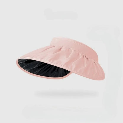 UPF50+ Sun Visor Hat Dual-Use Full Face Sun Protection Foldable Headband for Beach Hiking Outdoor Summer Hats for Women.  Blue and Pink are available.