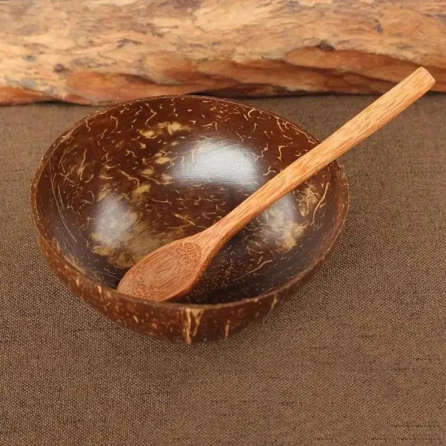 Natural Coconut Bowl Spoon Set. Creative Coconut Shell for  Fruit Salad,  Noodles,  Rice, snacks