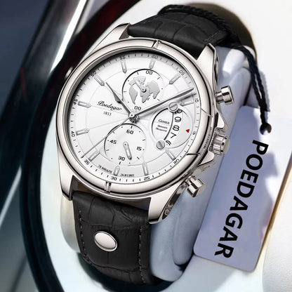 Luxury Mens  Wristwatch,  Chronograph Date,  Waterproof,  Leather.  Mens  Watch,  Quartz, Men's Watches