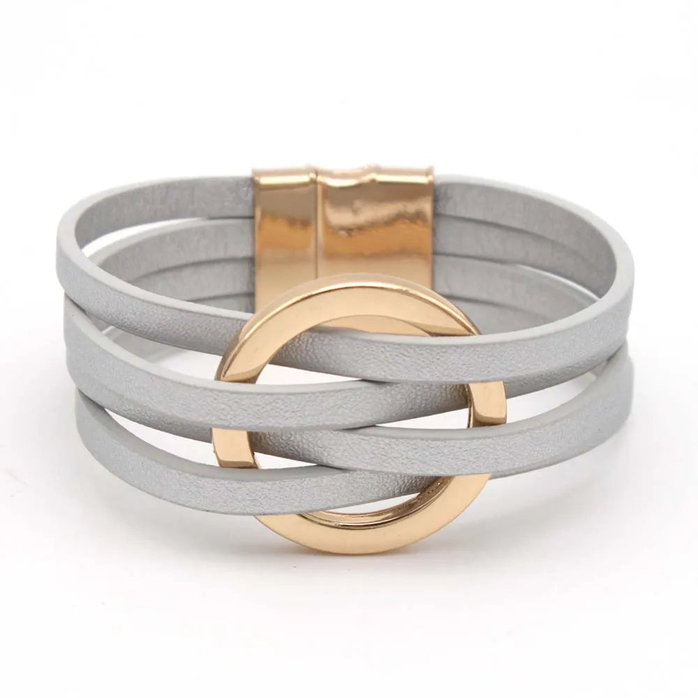 Leather Bracelets For Women, Fashion Bracelets & Bangles , Elegant Multilayer Wide Wrap Bracelet. Jewelry Gift.  All Colors Available except Lt. GRAY and AQUA