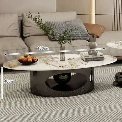 Modern Marble Effect Coffee Tables, Luxury Legs  of  Metal.  Nordic Oval Side Table White Premium Table, Home Furniture