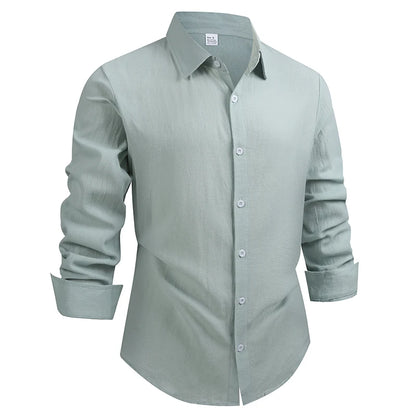 100% Linen Cotton Shirt Men Casual Fashion Male Clothing High Quality Tops Black /White / colors.  Shirts for  casual or Business.   Long Sleeve Shirt for  Men