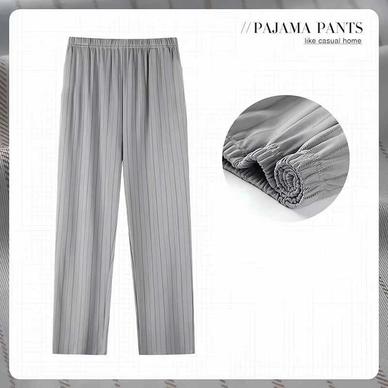 Men's Stylish Summer Pajama Pants, Thin, Loose, Breathable,  Air-Conditioned Pants with Elastic Waist