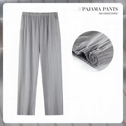 Men's Stylish Summer Pajama Pants, Thin, Loose, Breathable,  Air-Conditioned Pants with Elastic Waist