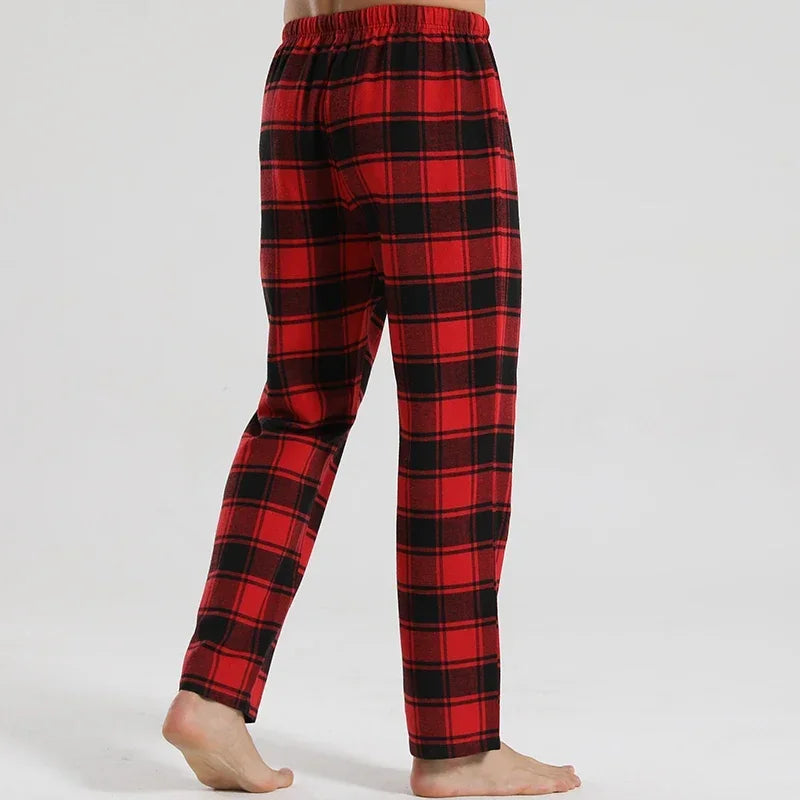 Fashionable casual plaid red plaid pajama pants new men's plaid pajamas soft and comfortable elastic waistband.