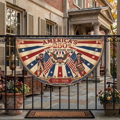 USA 250th Anniversary Fan-shaped Flag 1776 - 2026 Retro Patriotic Decor 4th of  July, Memorial Day, Veterans Day Independence Day Outdoor /Banner