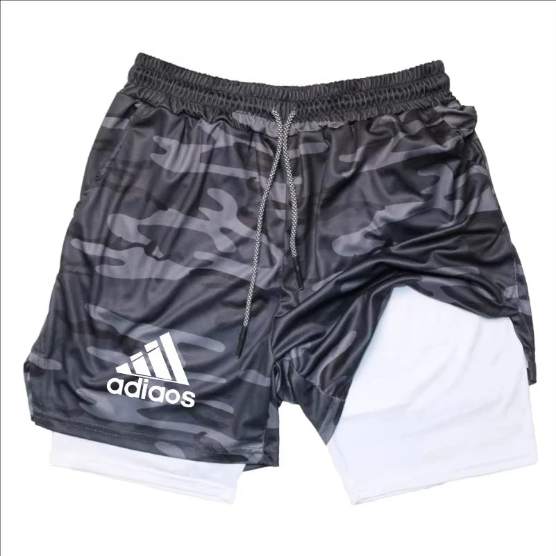 Men's Compression Shorts,  Summer Gym Fitness, Running,  Training Sports Shorts,  Two-In-One Mesh, Breathable and, Quick-Drying Shorts