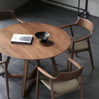High-End Minimalist Solid Wood round Dining Table.  Compact Home Use Ideal for Apartments Home Furniture
