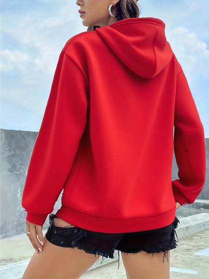 Women's autumn and winter loose casual comfortable letter printed,  thick, long sleeved,  round neck hoodie pullover
