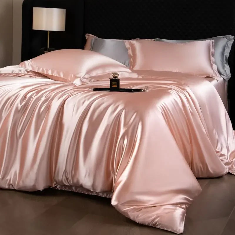 Natural Mulberry Silk Bedding Set  including Duvet Cover, 2pcs Pillowcases,  King /Queen Size Bedding Cover, 4pcs Bed Cover Bed Linen Sets