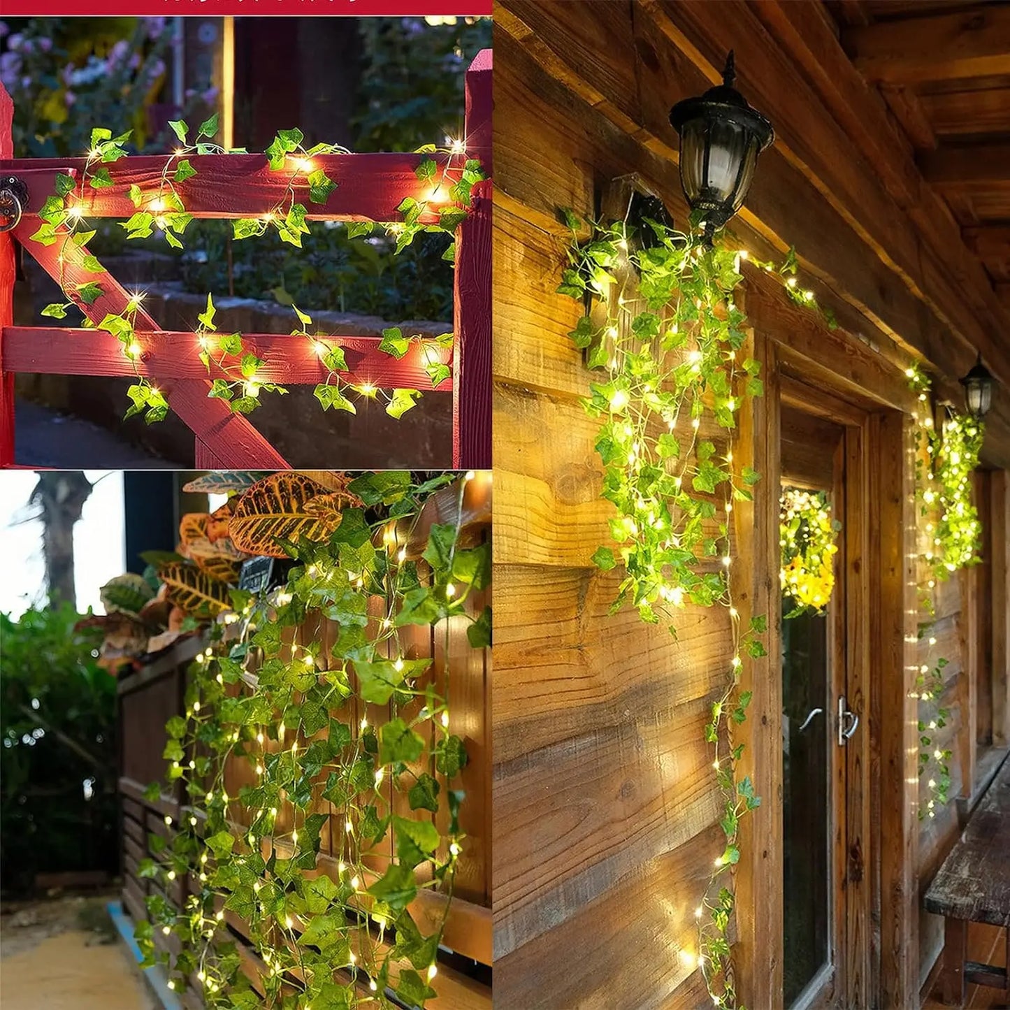 2M Green Leaf String Lights,  Artificial Ivy Vine,  Fairy Lights for  Wedding Party, Christmas Party , Any Occasion