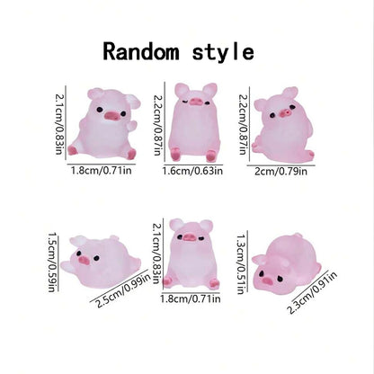 6/15/30/1Box Luminous Pig Design Glow in The Dark Creative Mini Pink Pig Miniature for Garden Landscape Home Decoration