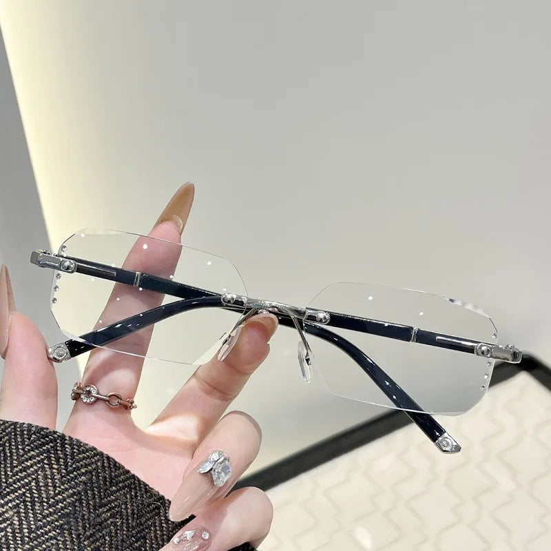 2PCS  of  Frameless Cut Edge, Blue- Anti /Blue-Light Reading Glasses for Fashionable Men and Women Anti -Radiation Reading Glasses