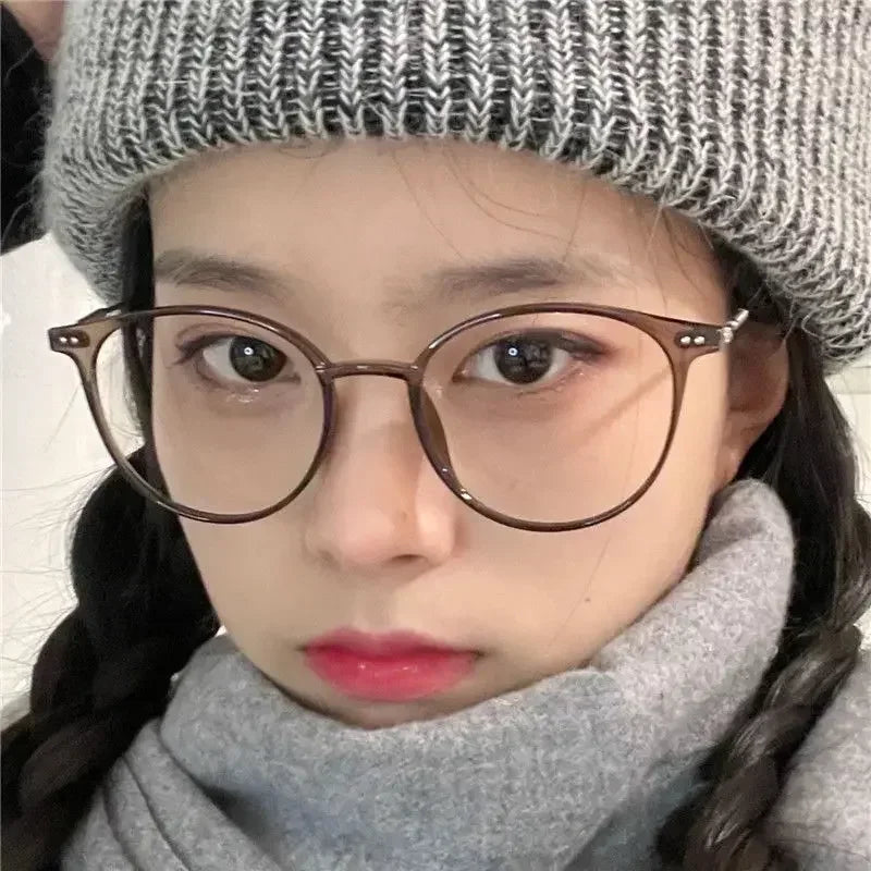 Lady Trendy Finished Myopia Glasses  for Women/Men.   Round Frame Blue Light Blocking Eyewear,Unisex, Retro,  Minus Diopter Eyeglasses.  NO PINK Left,  Make syre you Check availability.  Lots of choices but a lot already gone
