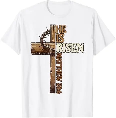 Easter Cross,  He Is Risen, Jesus/ Christian,  Men /Women T-Shirt, Bible verse John 3:16.