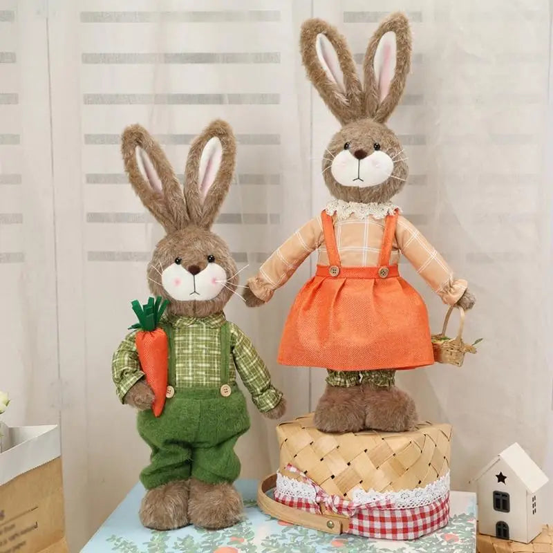 Easter Bunny Decor Fabric Craft. Cute Rabbit Figurine for Shelf Mantle Spring Home Decoration Table Centerpiece Ornament