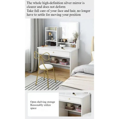 Makeup table bedroom with mirror storage integrated, for small apartment or space,  simple multi-functional,  Internet dresser