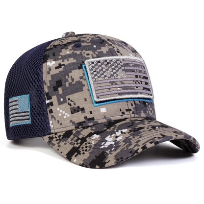Unisex American Flag Embroidery Camouflage Baseball Net Caps.  Adjustable Sunscreen Cap