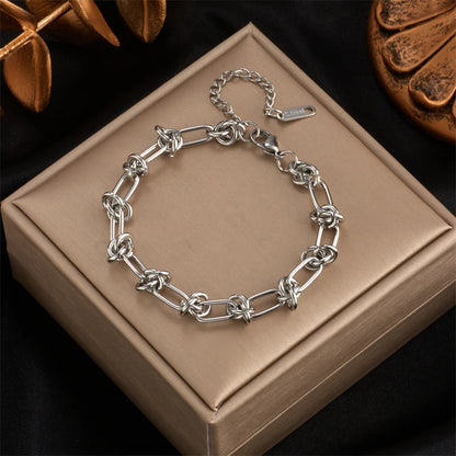 Stainless Steel, Gold /Silver Color, Twist Knot Necklace/ Bracelet For Women/Girls, Fashion Non-fading Jewelry Set Perfect for MOTHERS DAY Gift
