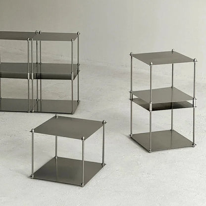 Stainless Steel Metal Modular Storage Rack Floor Stand.  Living Room Edge Bedside Table,  Simple Edge Coffee, Movable Corner