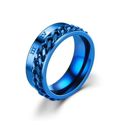 Spinning Anxiety Rings Free Shipping Items For Men Titanium Steel Rotatable Chain Fidget Joint Ring Jewelry Anillos De Hombres