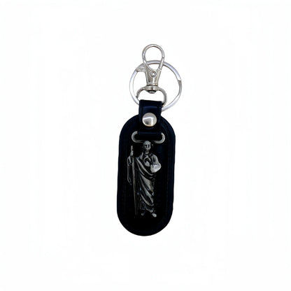 1pc Metal PU Leather St. Jude Pendant Keyring Keychain Religious Ornament