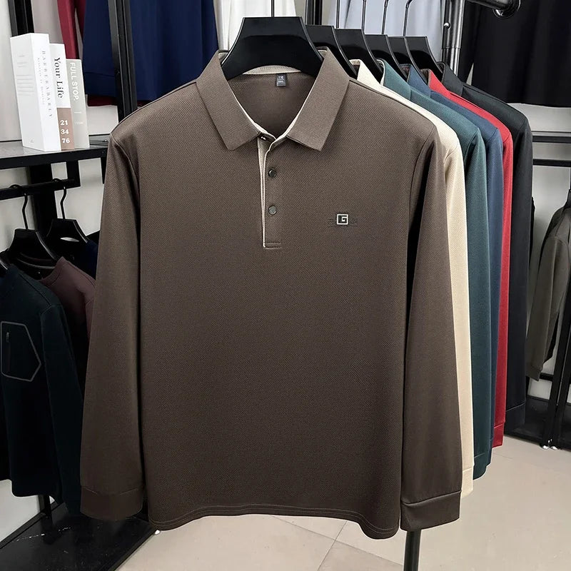 Business Casual, Short Sleeve Polo Shirt,  Solid Colors with Badge. Fashionable, Comfortable, Versatile Business Top