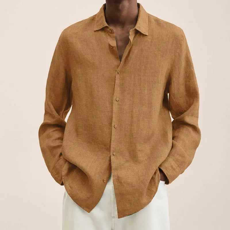 Men's Solid Colors, Cotton Linen , Long Sleeved, Casual Shirt