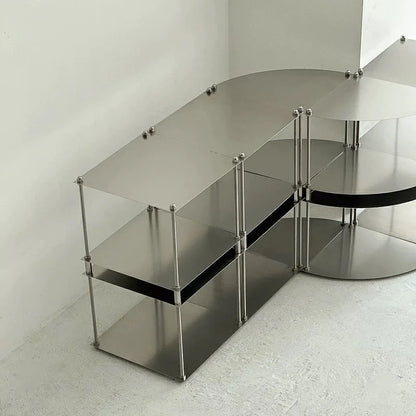 Stainless Steel Metal Modular Storage Rack Floor Stand.  Living Room Edge Bedside Table,  Simple Edge Coffee, Movable Corner