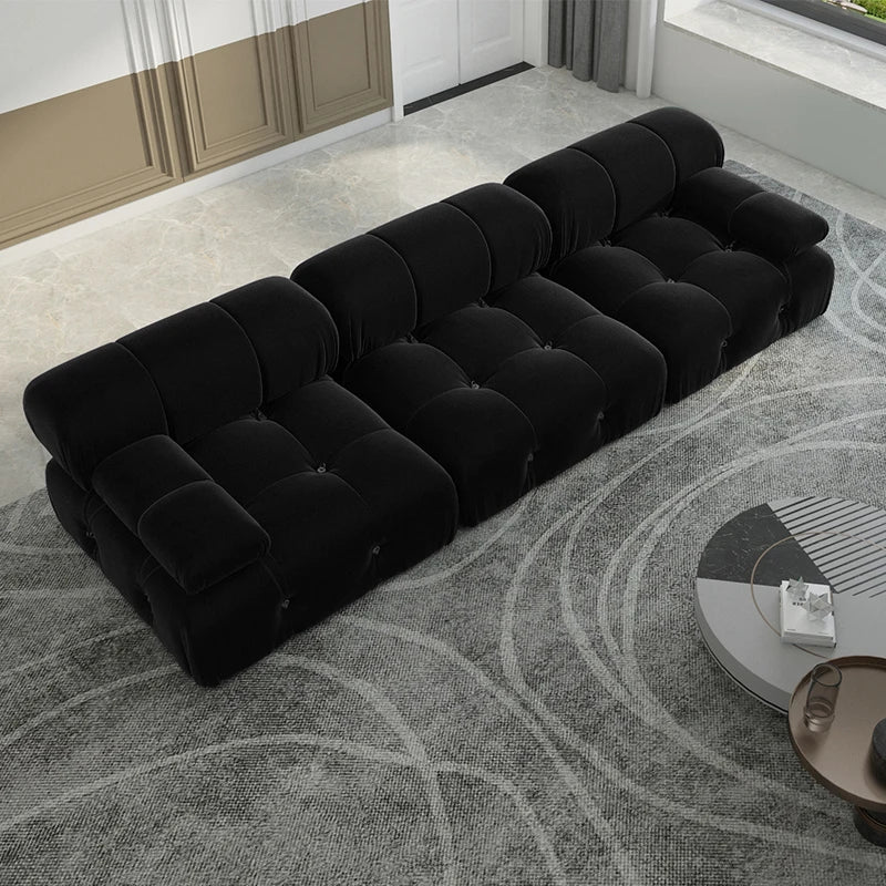 104" Minimalist Modular Sectional Sofas. Modern Velvet Convertible Couches  for 3. Seats 3 in Living Room Sofa Sets.