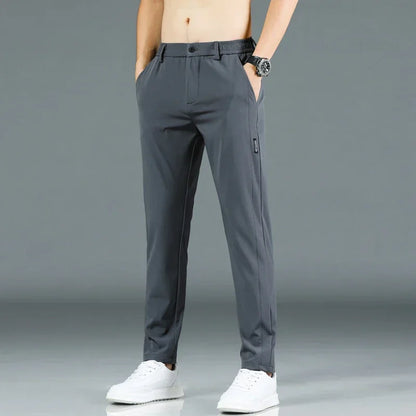 New  summer Thin Ice Silk Stretch Men's Pants,  Casual,  Elastic Waist, Smooth Trouse in  5 Colours
