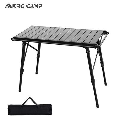 Camping Table Foldable Portable IGT Outdoor.  Table with Adjustable Height and Aluminum Alloy For Outdoor Barbecue Picnic Fishing. table in Black or Wood.  Grill Sold Separately.