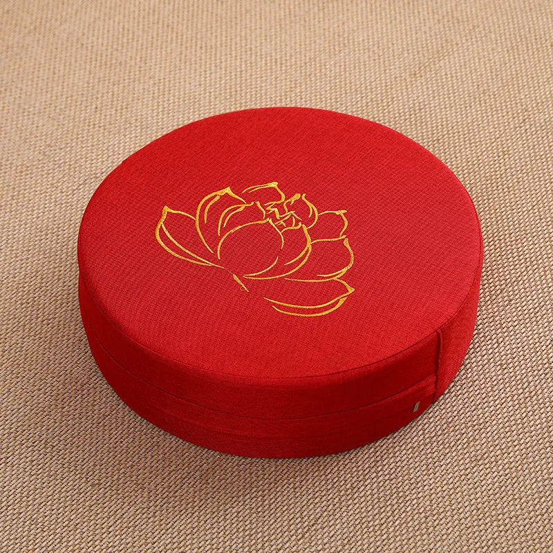 40X6CM Yoga Meditation Linen Cushion Hard Lotus Texture Meditation Cushion Backrest Pillow,   Removable Washable