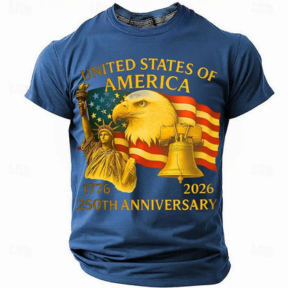 America 250th Birthday Eagle Flag 250 Years 1776-2026,  PRINTED Unisex Men's  and Womens T-Shirt, Casual  Vintage -style Clothing