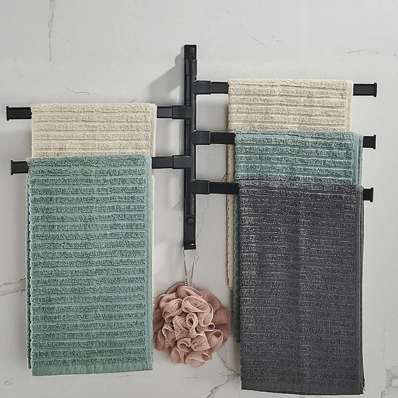 Bathroom / Kitchen Towel Rack,  Rotatable Towel Holder Space, Aluminum 2/3/4/5-Bar Towel Hange,  Kitchen