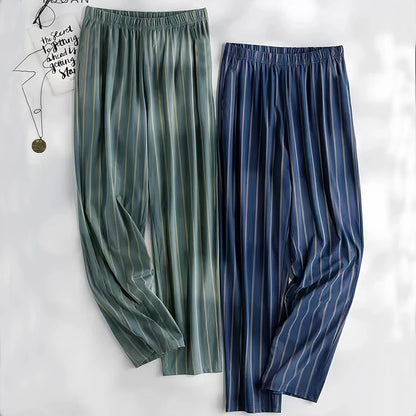 Men's Stylish Summer Pajama Pants, Thin, Loose, Breathable,  Air-Conditioned Pants with Elastic Waist