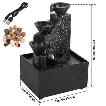 Art waterfall fountain, small  desktop decoration which can be used for living room, family  room, bedroom or study (office)