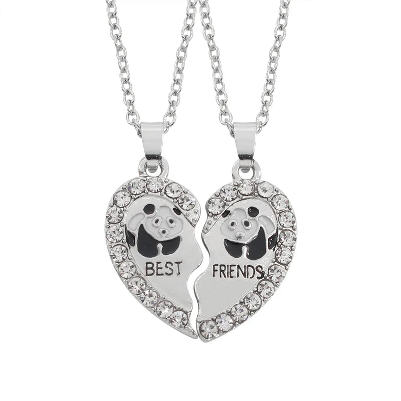 2pcs/set Splicing Necklace.  Heartbroken Pendant Necklace Men And Women Best Friends BFF Friendship Birthday Jewelry Gift