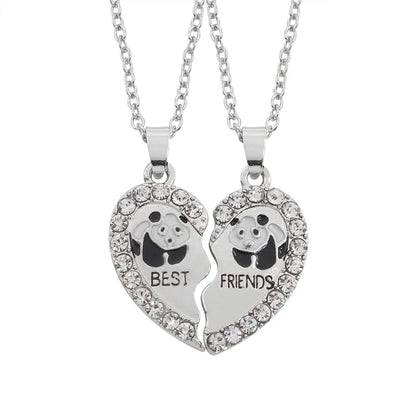 2pcs/set Splicing Necklace.  Heartbroken Pendant Necklace Men And Women Best Friends BFF Friendship Birthday Jewelry Gift
