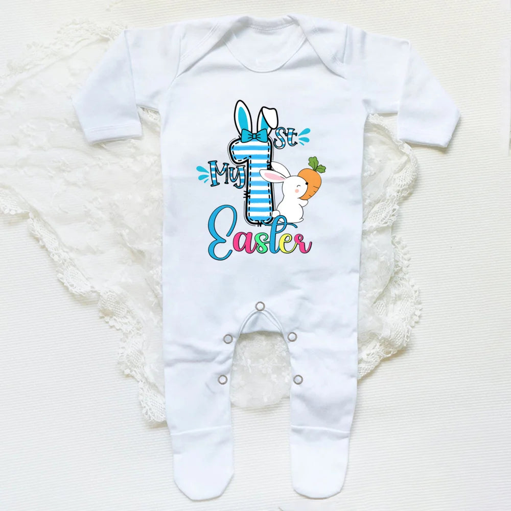 'My First Easter Bunny' Printed Baby, Babygrow Sleepsuit, Bodysuit  for Newborn, Coming Home Hospital Outfit, Infant Easter Party Romper