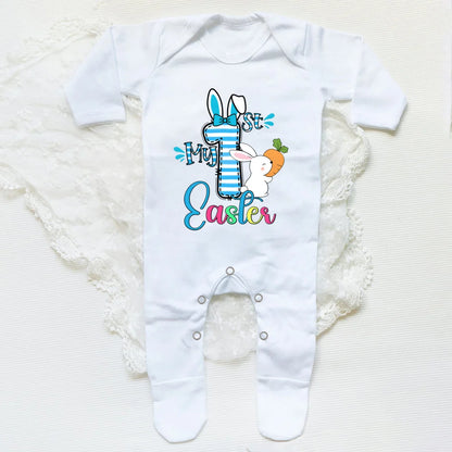 'My First Easter Bunny' Printed Baby, Babygrow Sleepsuit, Bodysuit  for Newborn, Coming Home Hospital Outfit, Infant Easter Party Romper