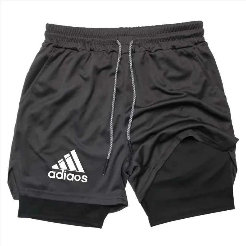 Men's Compression Shorts,  Summer Gym Fitness, Running,  Training Sports Shorts,  Two-In-One Mesh, Breathable and, Quick-Drying Shorts
