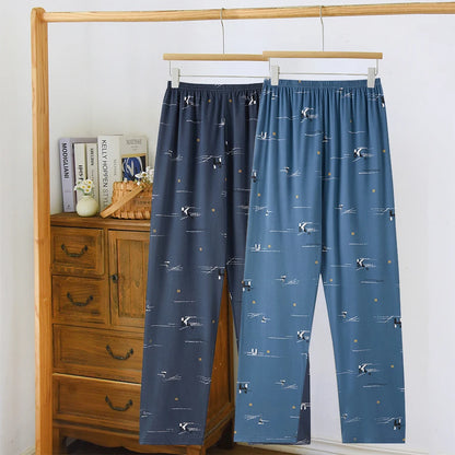 Men's Stylish Summer Pajama Pants, Thin, Loose, Breathable,  Air-Conditioned Pants with Elastic Waist