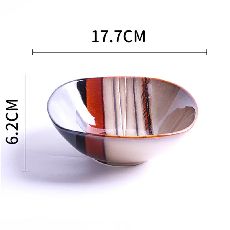 Japanese rural ceramic tableware Vine leaf soup bowl Lamian Noodles bowls Hot vegetable bowls Cover and pour rice bowl bowl set